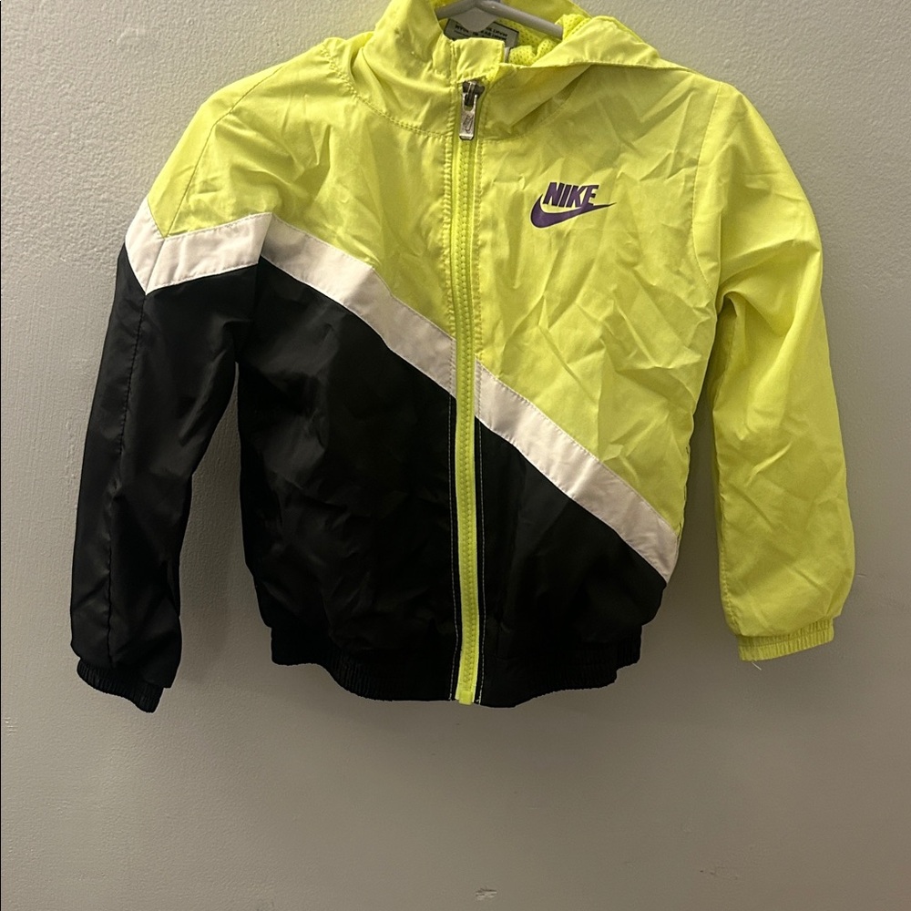 Nike Kids Yellow and Black Hooded Raincoat